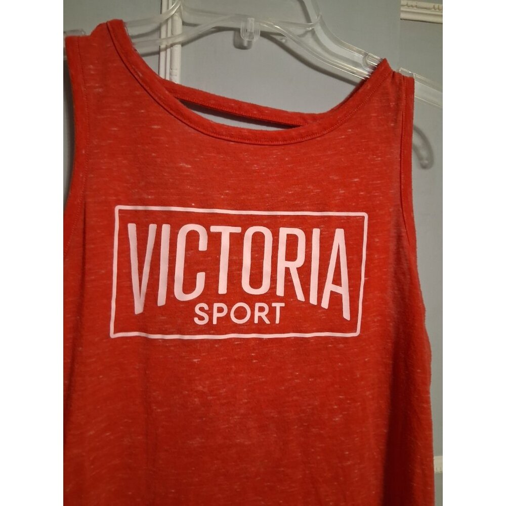 Victoria's Secret Sport Tank Top Size M Red Open Strappy Back Logo Workout Gym - Picture 5 of 8